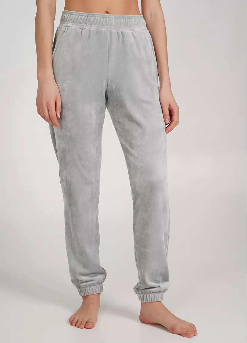 Штаны велюровые внизу с резинкой SOFT WINTER 4312/080 grey (серий)