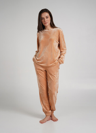 Штаны велюровые внизу с резинкой SOFT WINTER 4312/080 latte (бежевый)