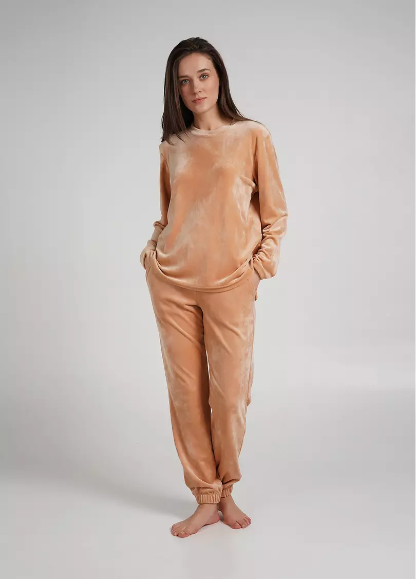 Штани велюрові внизу з гумкою SOFT WINTER 4312/080 latte (бежевий)