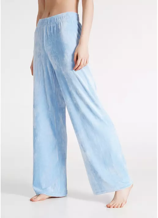 Велюровые брюки палаццо широкие SOFT WINTER 4313/080 blue (голубой)