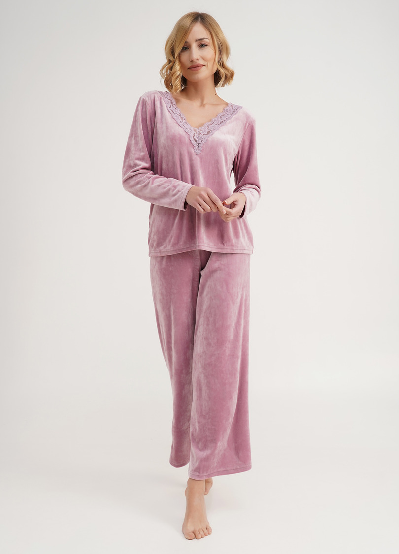 Широкі брюки палаццо з велюру SOFT WINTER 4313/080 pink (рожевий)