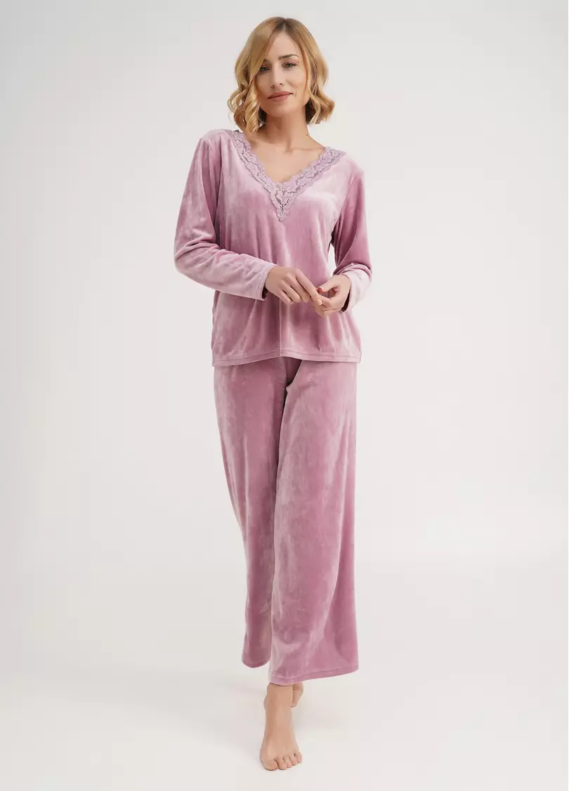 Широкі брюки палаццо з велюру SOFT WINTER 4313/080 pink (рожевий)