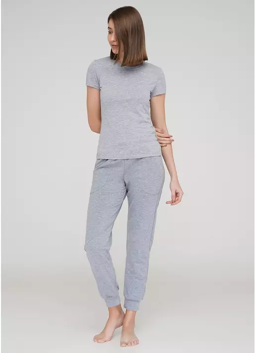 Хлопковые спортивные штаны SPORT PANTS 4301/010 (серый меланж)