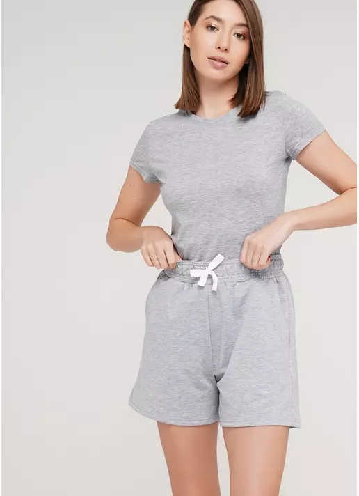 Хлопковые шорты SPORT SHORTS 4202/010 (светло-серый меланж)