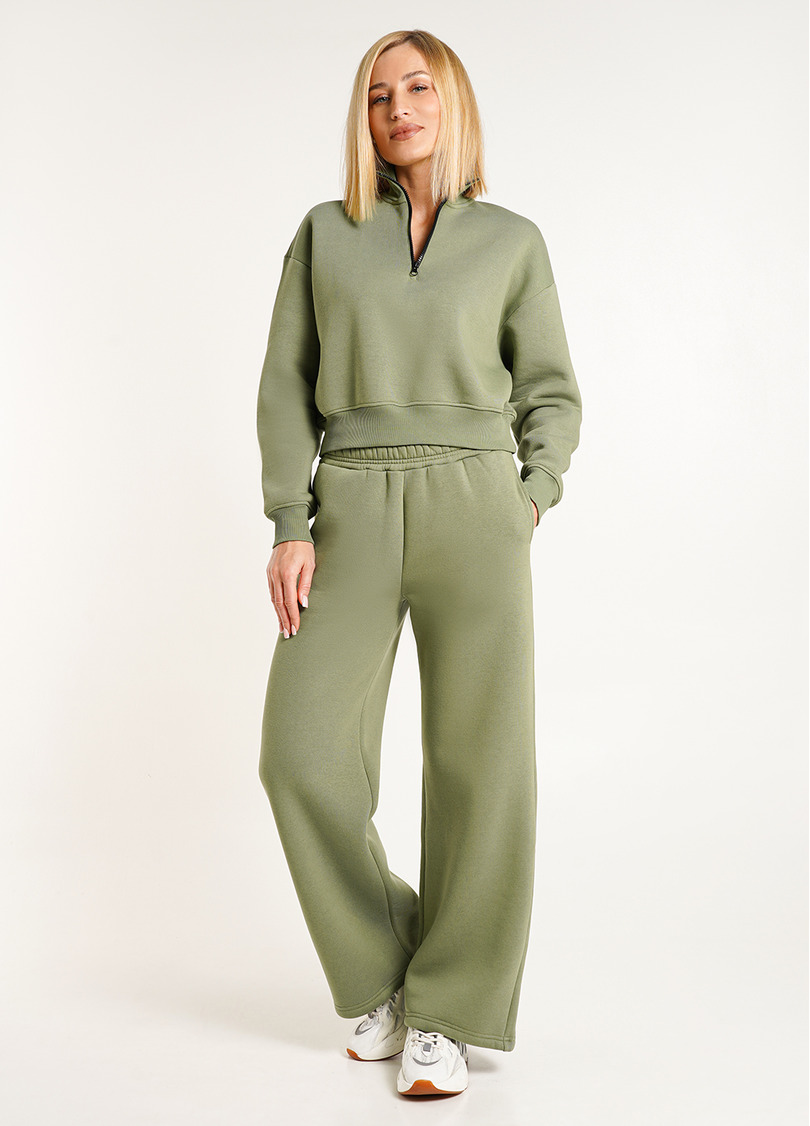 Широкие штаны на флисе SPORT STYLE 4323/170 olive (зеленый)