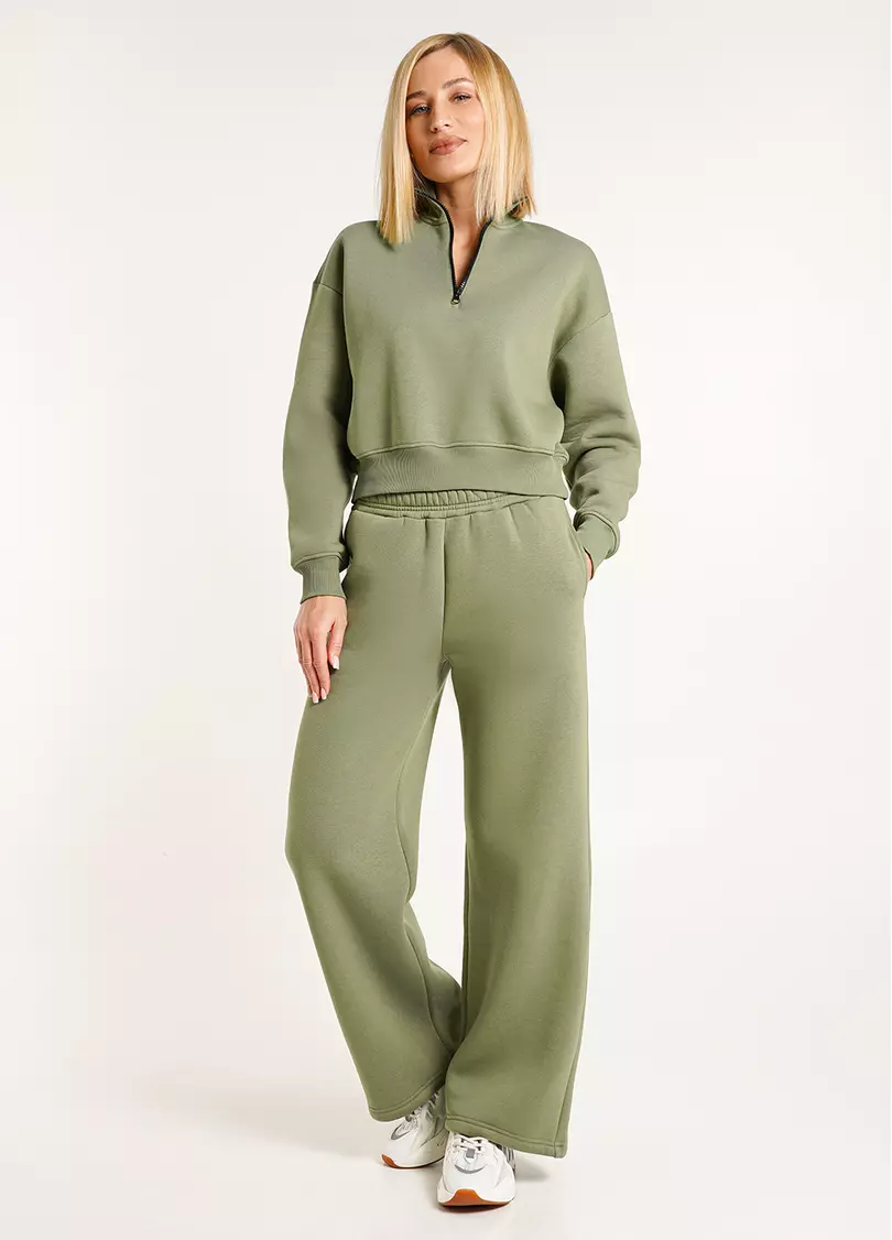 Широкие штаны на флисе SPORT STYLE 4323/170 olive (зеленый)