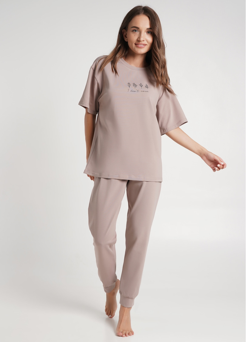 Піжамні штани на манжетах SPRING FLOWERS 4316/010 mokko (коричневий)