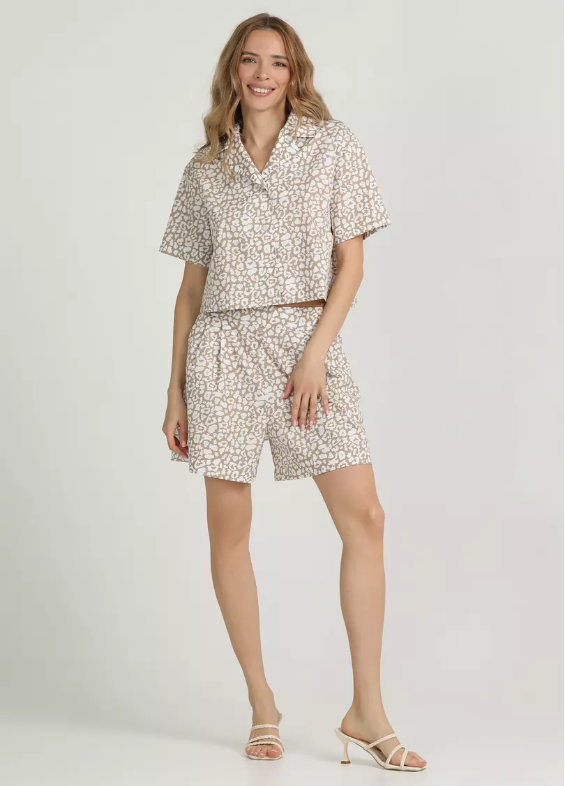 Узорчатые шорты из хлопка STREET SPOTTED 4219/010 beige/milk leopard print (бежевый)