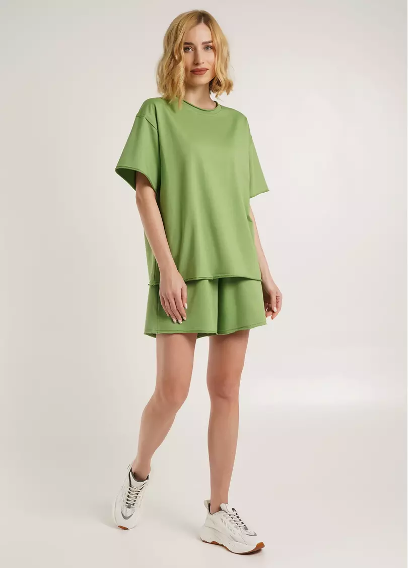 Шорты хлопковые с необработанным краем STREET STYLE 4204/180 olive (зеленый)