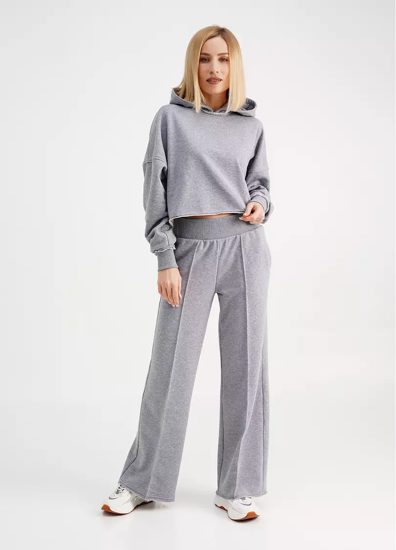 Широкі штани з необробленим краєм STREET STYLE 4326/160 grey melange (сірий)