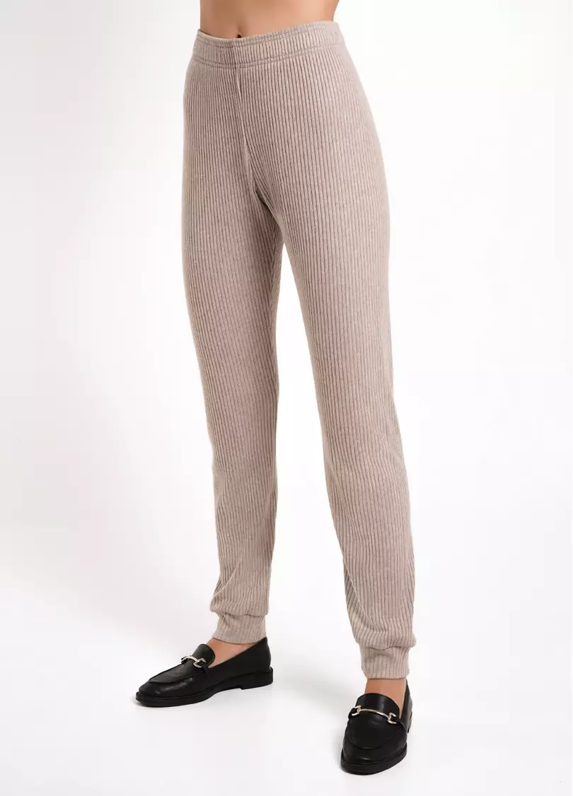 Штаны на манжетах рубчик WARMLY TOUCH 4308/150 dark beige (бежевый)