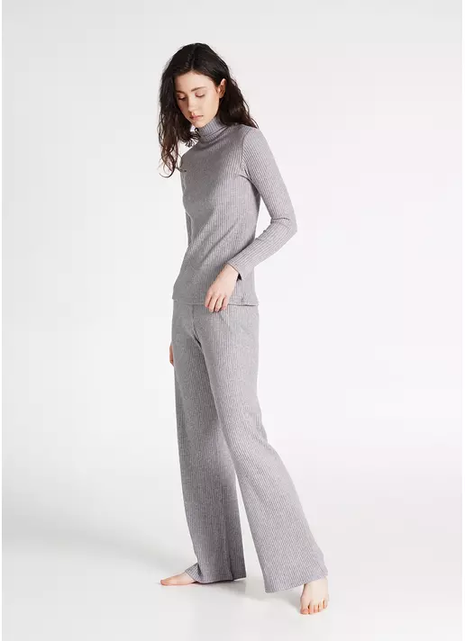 Штани прямые вязаные в рубчик WARMLY TOUCH 4319/150 grey (серый)