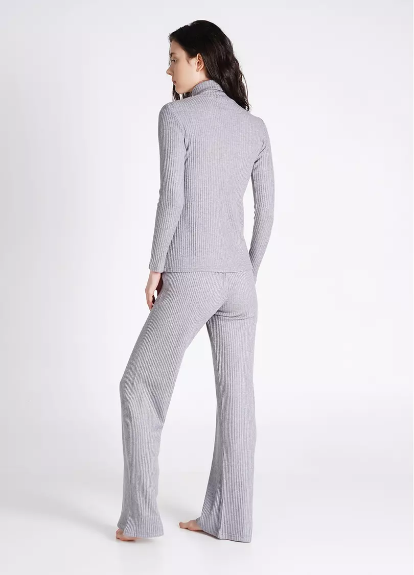 Штани прямые вязаные в рубчик WARMLY TOUCH 4319/150 grey (серый)