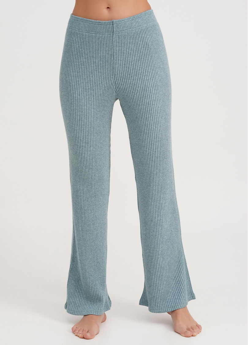Штани прямые вязаные в рубчик WARMLY TOUCH 4319/150 mint green (зеленый)