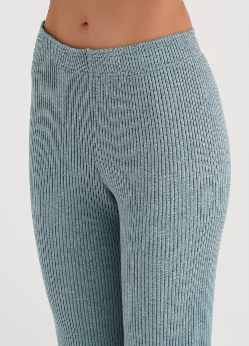 Штани прямі в'язані в рубчик WARMLY TOUCH 4319/150 mint green (зелений)