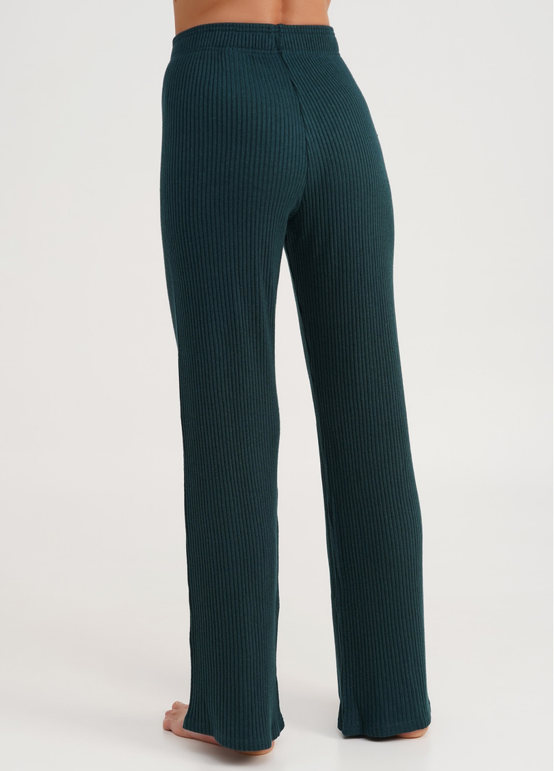 Штани прямые вязаные в рубчик WARMLY TOUCH 4319/150 ocean (зеленый)