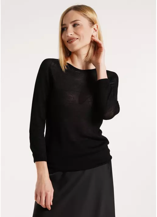 Тонкий джемпер из шерсти мериноса FREYJA 4419/230 black (черный)