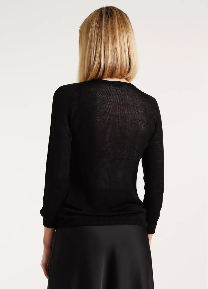 Тонкий джемпер з шерсті меріноса FREYJA 4419/230 black (чорний)