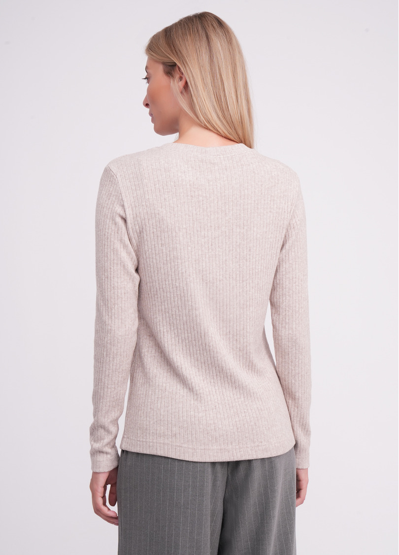 Трикотажный лонгслив в рубчик MOSSLINES 7003/150 almond melange (бежевый)