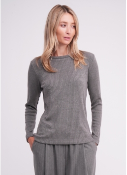 Трикотажный лонгслив в рубчик MOSSLINES 7003/150 gunsmoke melange (серый)
