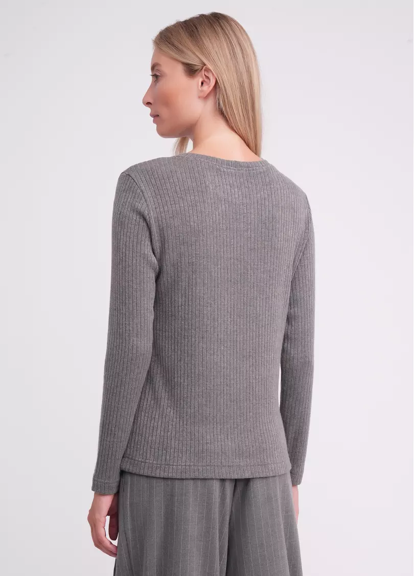 Трикотажный лонгслив в рубчик MOSSLINES 7003/150 gunsmoke melange (серый)