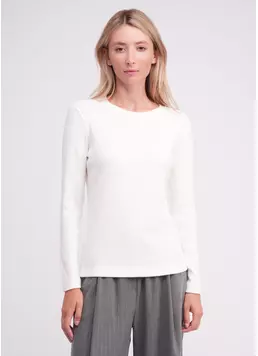 Трикотажний лонгслів в рубчик MOSSLINES 7003/150 white dove (білий) Трикотажний лонгслів в рубчик MOSSLINES 7003/150 white dove (білий)