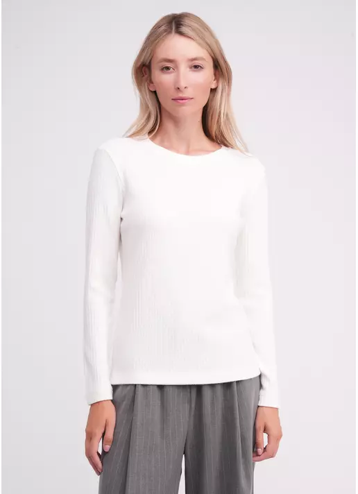 Трикотажный лонгслив в рубчик MOSSLINES 7003/150 white dove (белый)