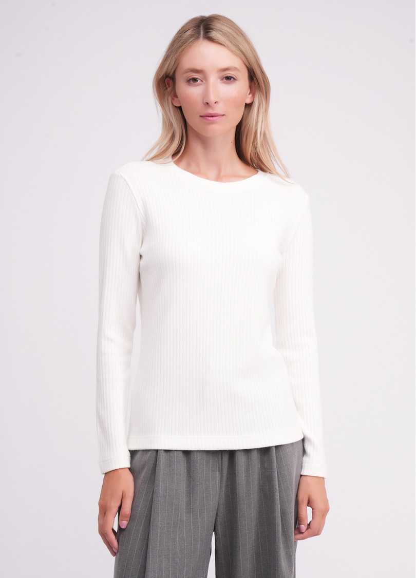 Трикотажный лонгслив в рубчик MOSSLINES 7003/150 white dove (белый)