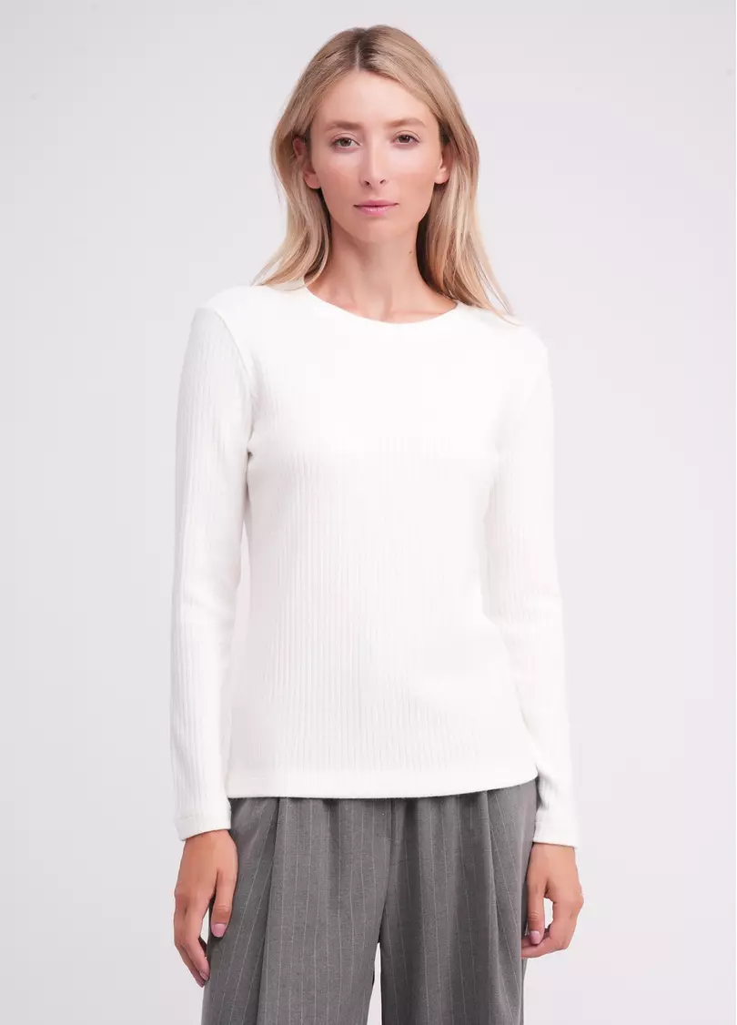 Трикотажный лонгслив в рубчик MOSSLINES 7003/150 white dove (белый)