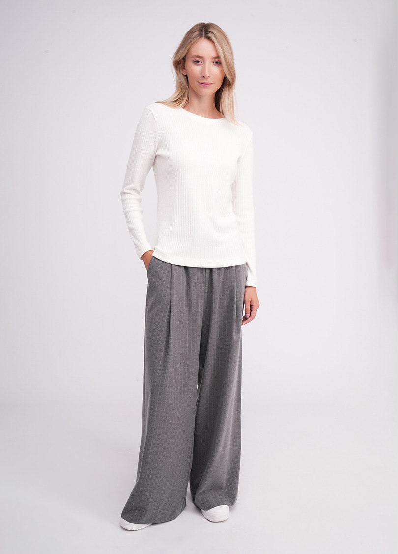 Трикотажный лонгслив в рубчик MOSSLINES 7003/150 white dove (белый)