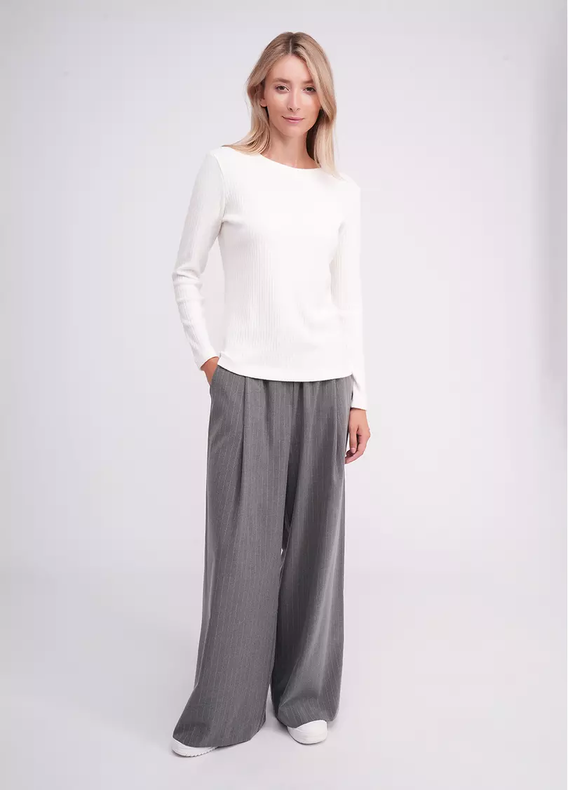 Трикотажный лонгслив в рубчик MOSSLINES 7003/150 white dove (белый)