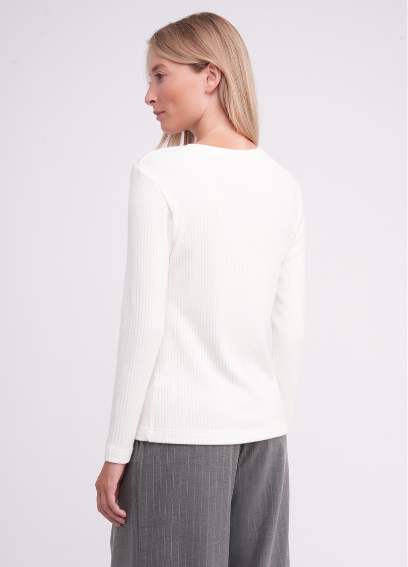 Трикотажный лонгслив в рубчик MOSSLINES 7003/150 white dove (белый)