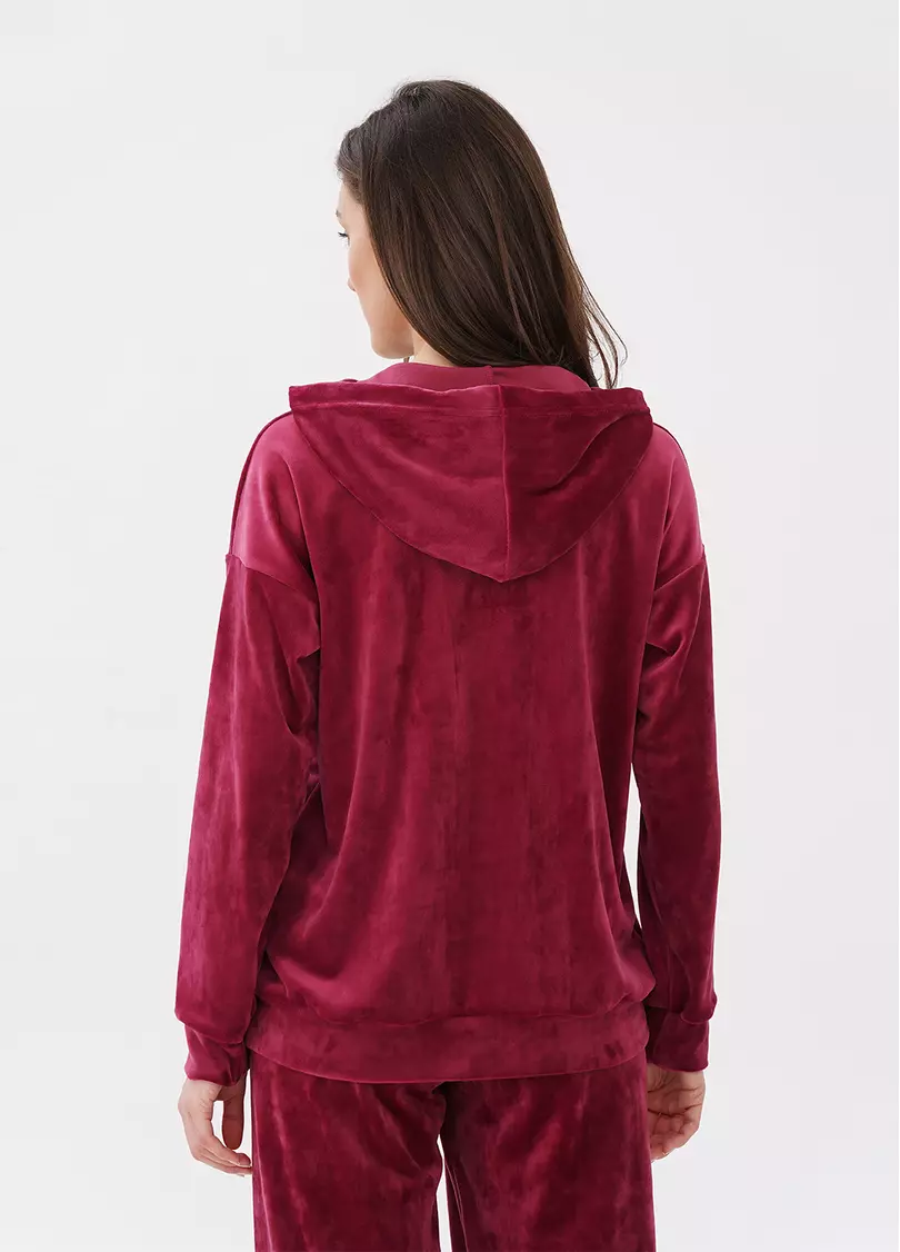 Велюровий худі SOFT WINTER 4404/080 burgundi (бордовий)
