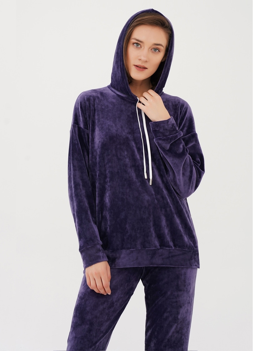 Велюровий худі SOFT WINTER 4404/080 eggplant (фіолетовий)