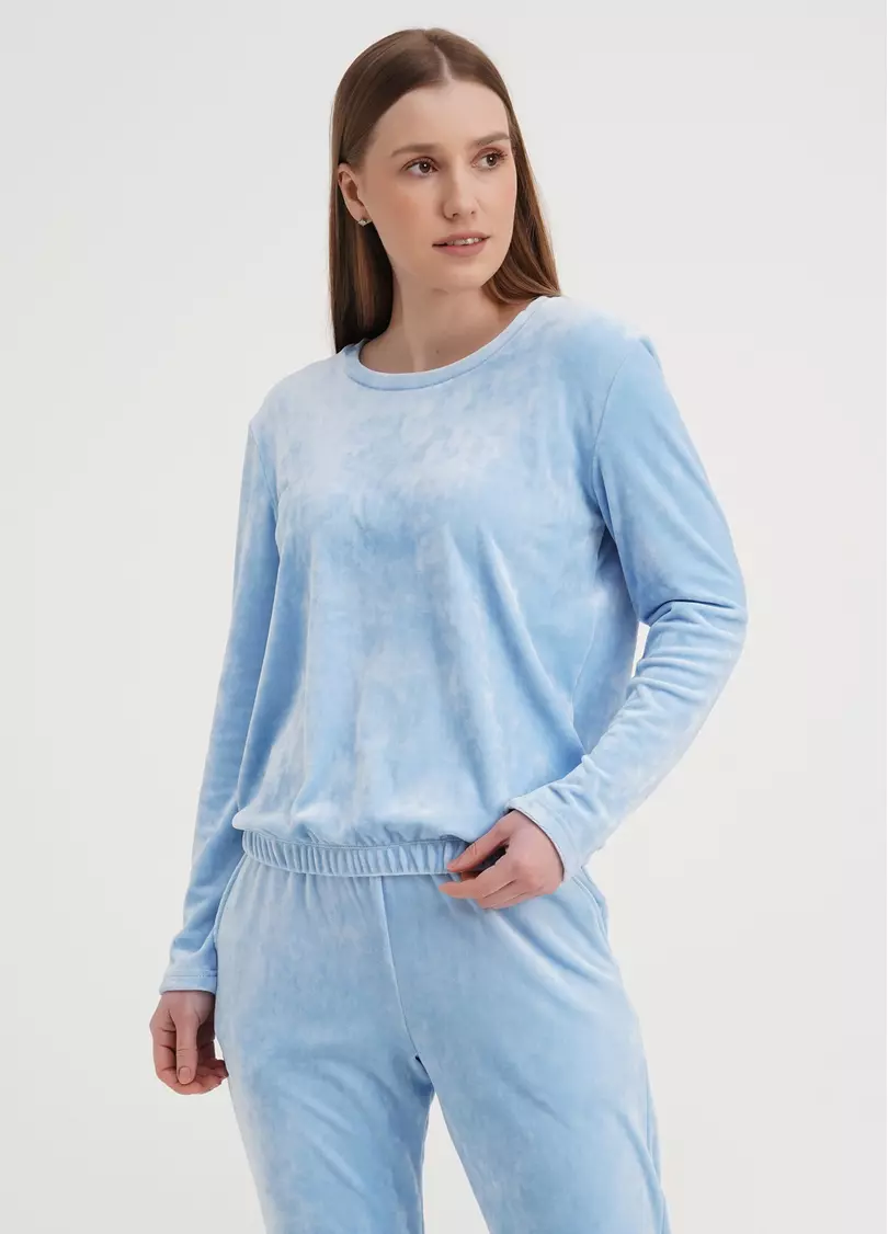 Укороченный свитшот велюровый SOFT WINTER 4407/080 blue (голубой)