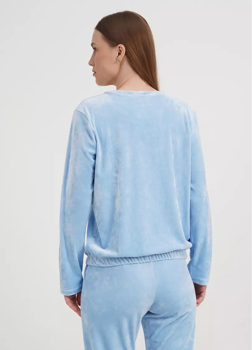 Укороченный свитшот велюровый SOFT WINTER 4407/080 blue (голубой)