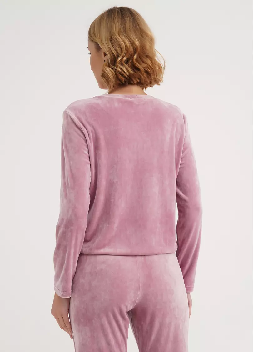 Укороченный свитшот велюровый SOFT WINTER 4407/080 pink (розовый)