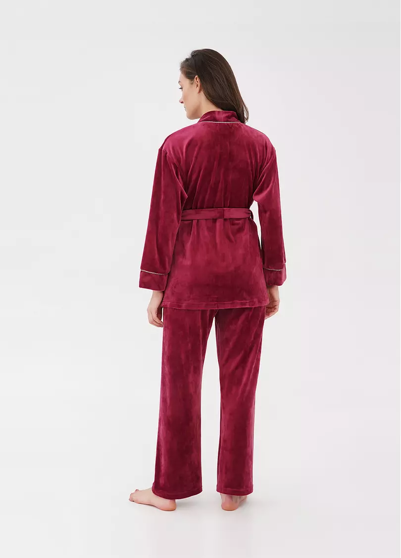 Велюровый жакет на запах SOFT WINTER 4501/080 burgundi (бордовый)