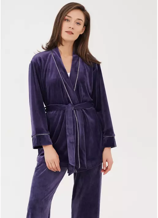 Велюровый жакет на запах SOFT WINTER 4501/080 eggplant (фиолетовый)