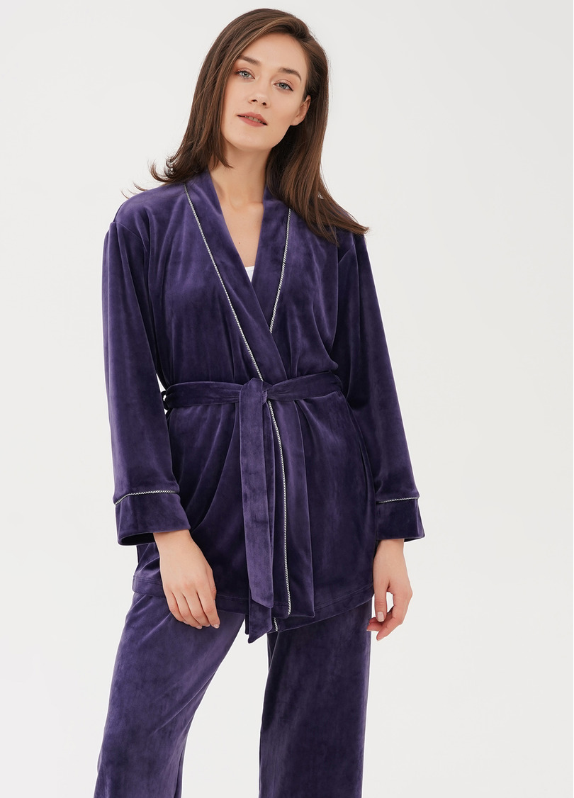 Велюровый жакет на запах SOFT WINTER 4501/080 eggplant (фиолетовый)