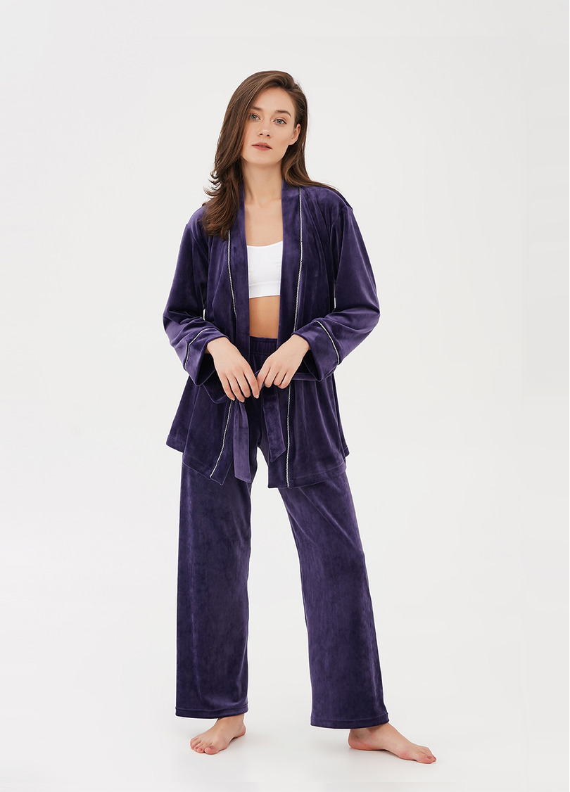 Велюровый жакет на запах SOFT WINTER 4501/080 eggplant (фиолетовый)