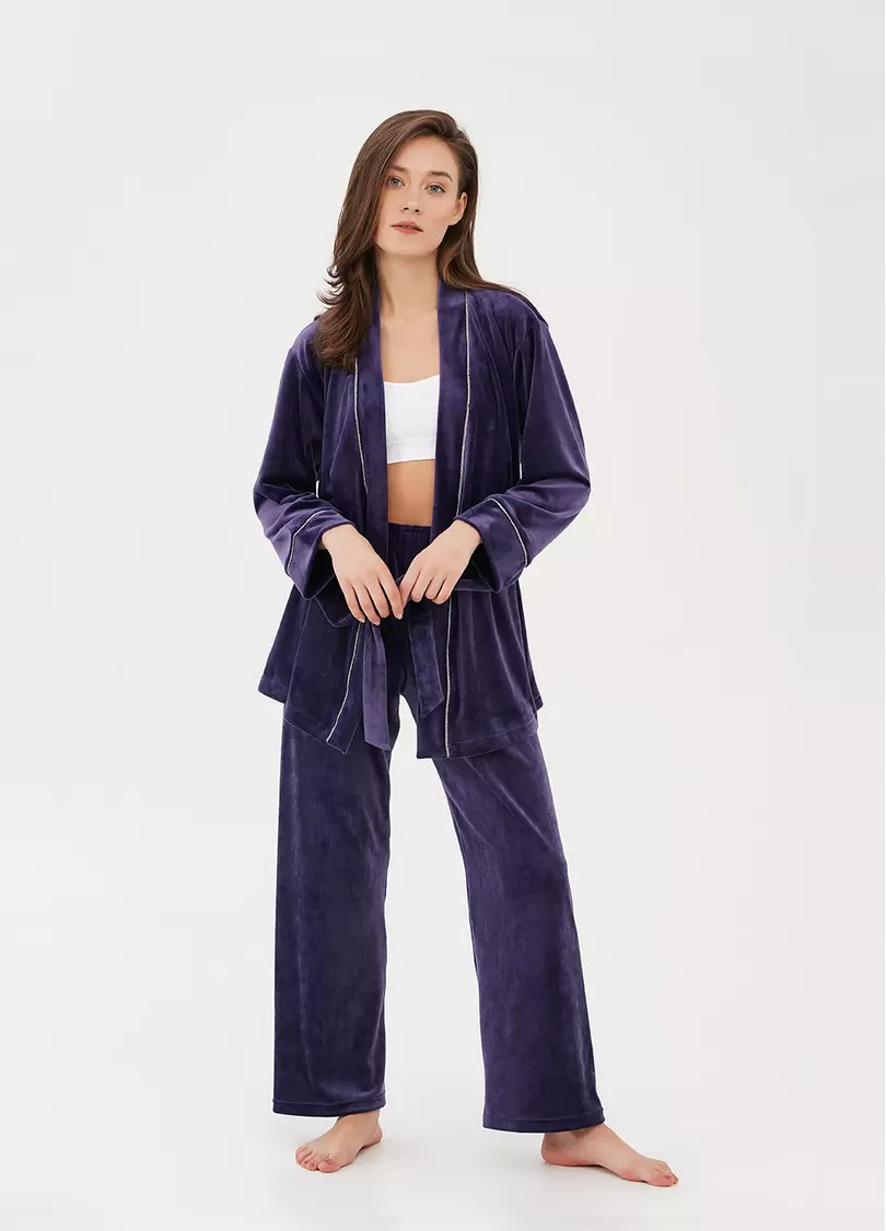 Велюровый жакет на запах SOFT WINTER 4501/080 eggplant (фиолетовый)