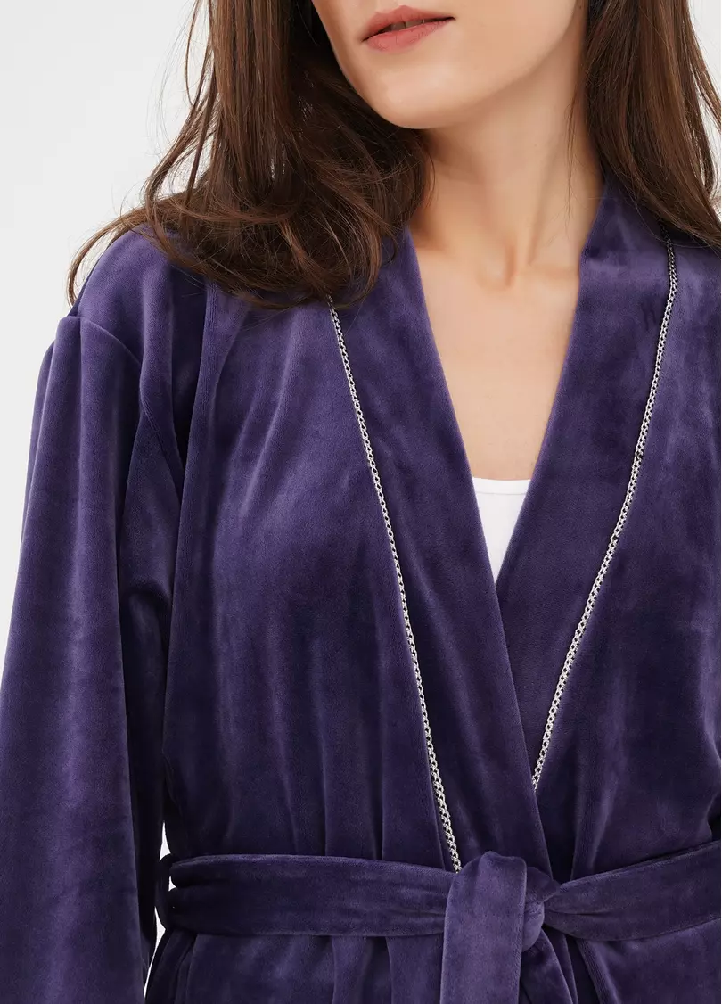 Велюровый жакет на запах SOFT WINTER 4501/080 eggplant (фиолетовый)