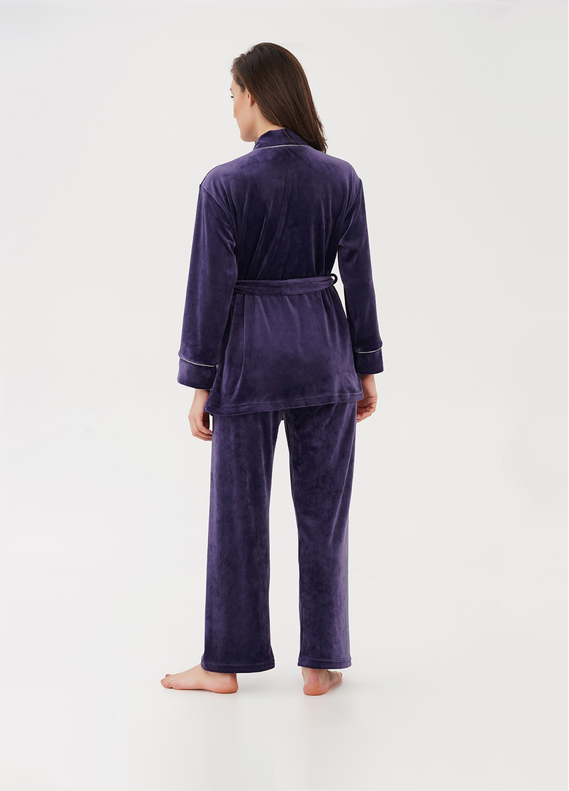 Велюровый жакет на запах SOFT WINTER 4501/080 eggplant (фиолетовый)