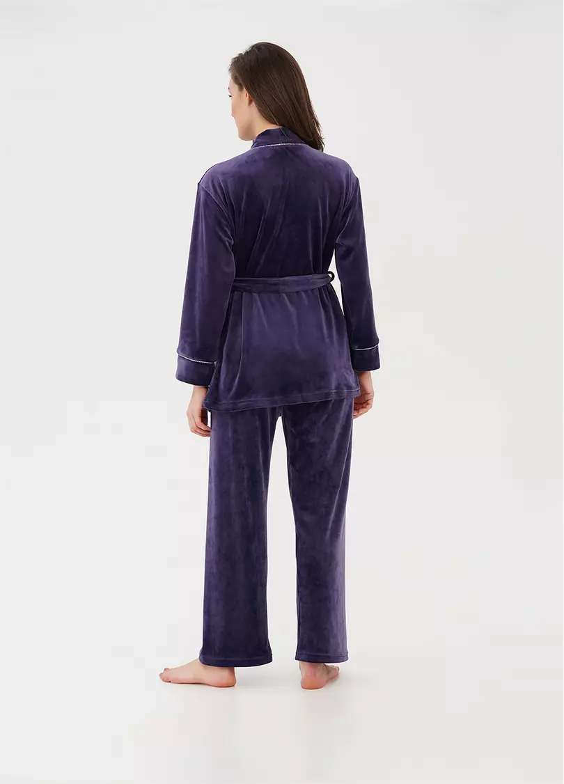 Велюровый жакет на запах SOFT WINTER 4501/080 eggplant (фиолетовый)