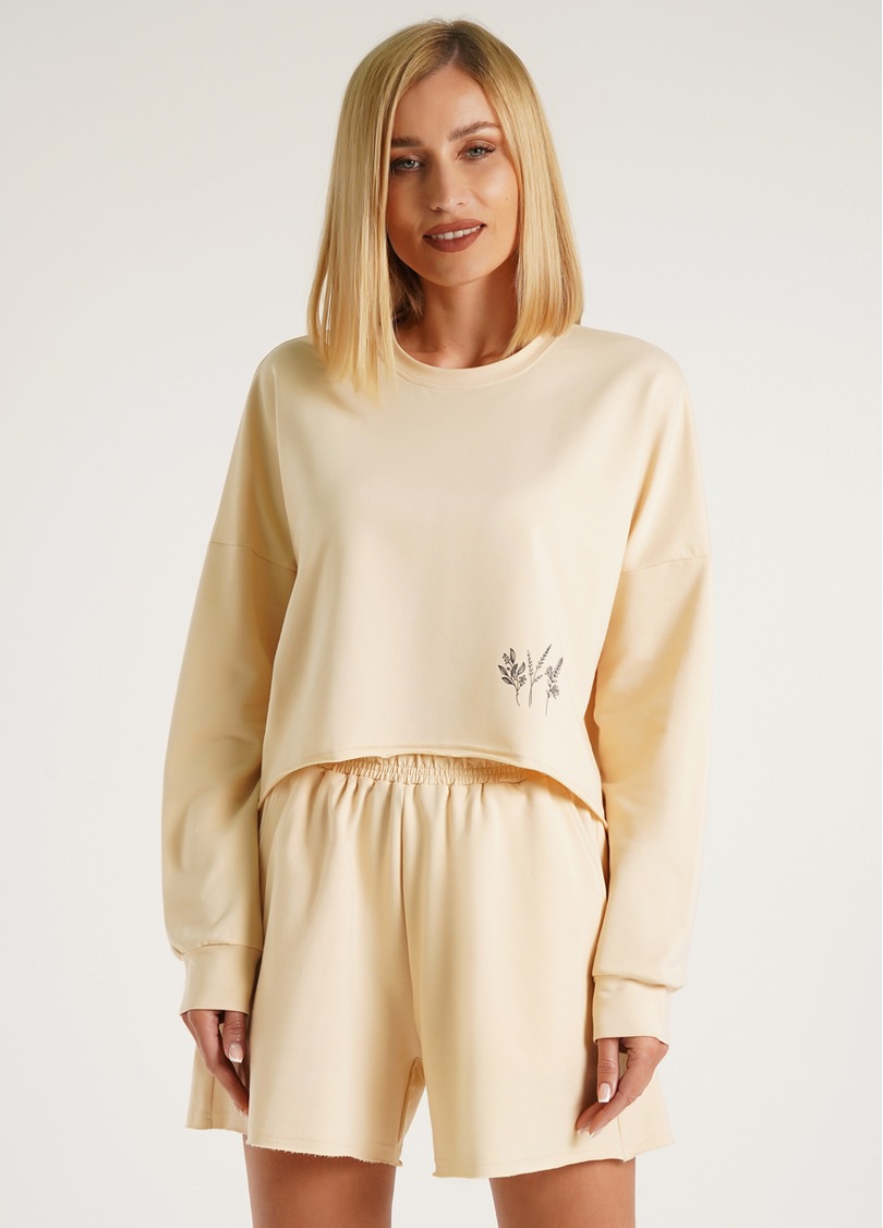 Світшот укорочений з необробленим краєм STREET STYLE 4415/180 beige (бежевий)