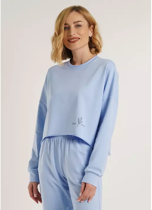 Світшот укорочений з необробленим краєм STREET STYLE 4415/180 blue (блакитний)