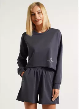 Світшот укорочений з необробленим краєм STREET STYLE 4415/180 graphite (сірий)