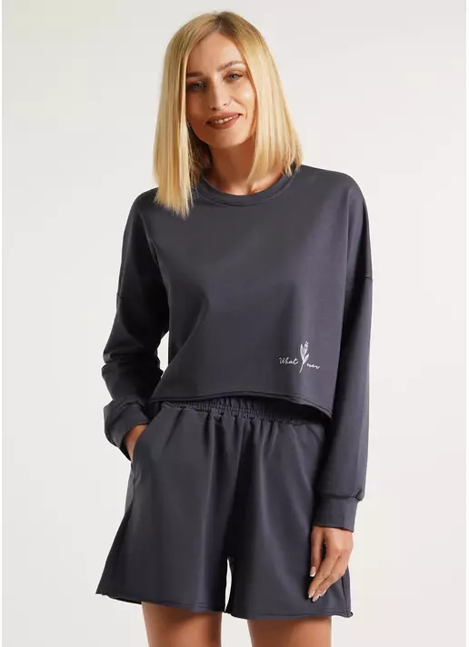 Свитшот укороченный с необработанным краем STREET STYLE 4415/180 graphite (серый)