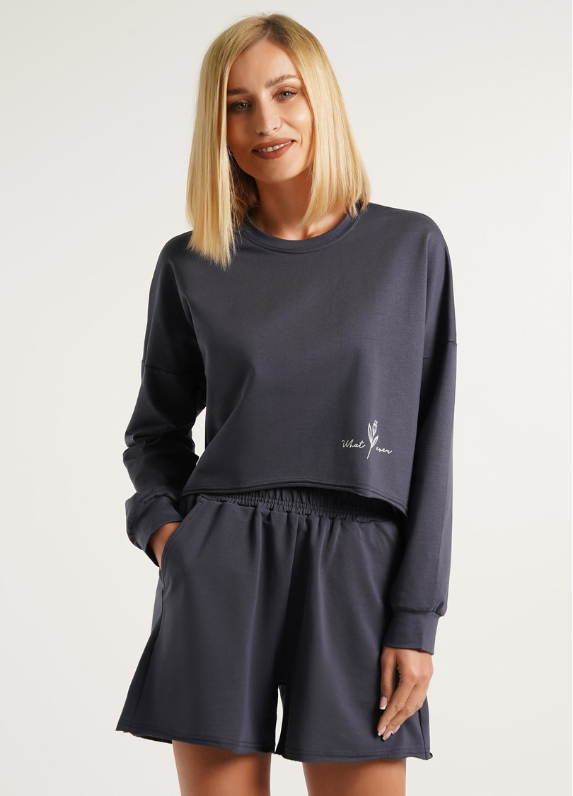 Свитшот укороченный с необработанным краем STREET STYLE 4415/180 graphite (серый)